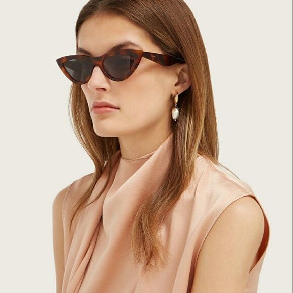 Tortoiseshell Leopard Cat Eye Chic Sunglasses Brown NWT - Picture 1 of 5